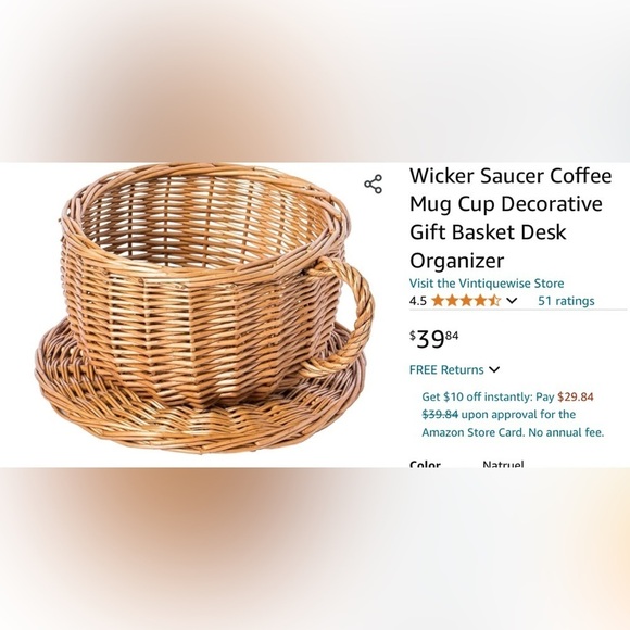 *Vintage* Boho Wicker Teacup Planter Cottagecore - Picture 9 of 9
